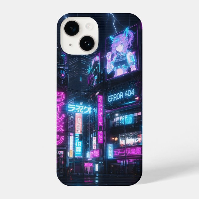 Neon Cyberpunk Glitch Anime iPhone Case Hülle (Rückseite)