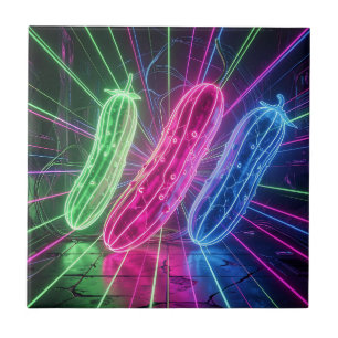 Neon-Cyberpunk-glühende Gurken Fliese