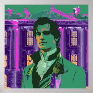 Neon Cyberpunk Handsome Mr. Darcy Portrait Poster