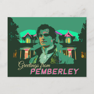Neon Cyberpunk Herr Darcy Greetings von Pemberley Postkarte