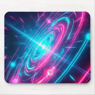 Neon Cyberpunk Leuchtende Galaxie Lichtspuren Mousepad
