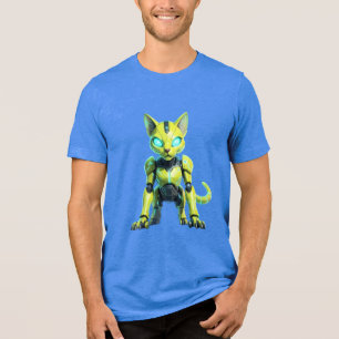 Neon-Cyberpunk-Roboter-Katzen-T-Shirt Tri-Blend Shirt