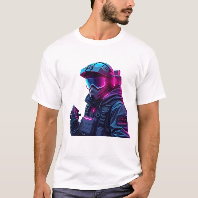 Neon Cyberpunk Tactical Unit T-Shirt (Vorderseite)
