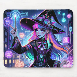 Neon Cyberpunk Tech Hexe - Futuristisches Kunstdes Mousepad