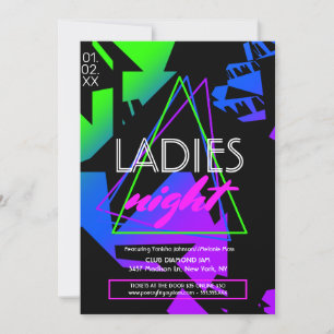 Neon-Damen-Nacht-Geometrischer-Club- Flyer Werbe- Einladung