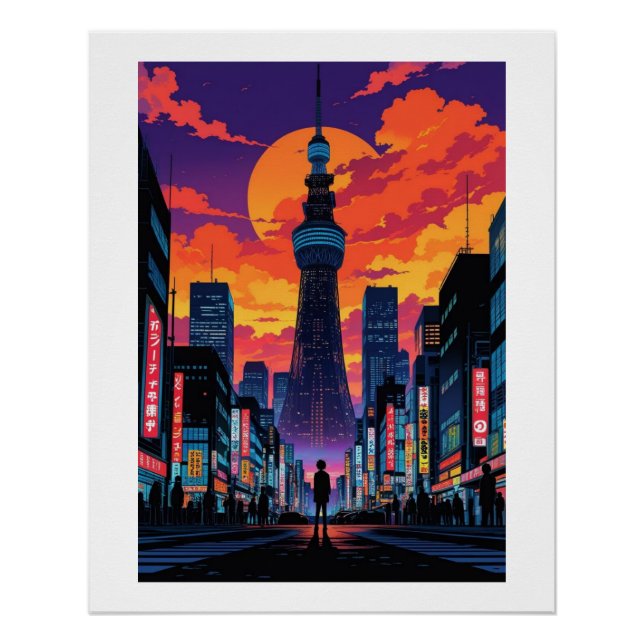 Neon Dämmerung über Tokyo Poster (Vorderseite)