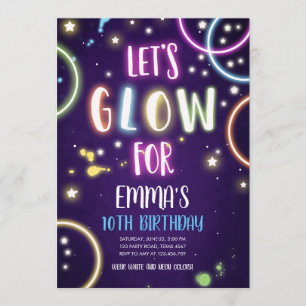 Neon Dance Disco Glow Party Einladung zum Geburtst