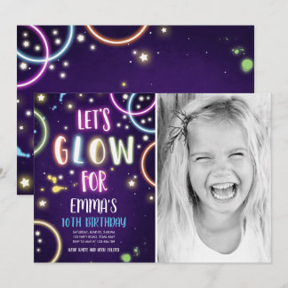 Neon Dance Disco Glow Party Einladung zum Geburtst