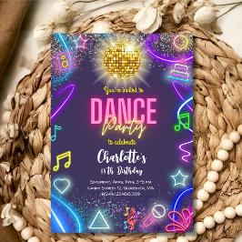 Neon Dance Party Geburtstag Einladung