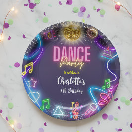 Neon Dance Party Geburtstag Pappteller