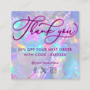 neon danke Ihnen gemstone opal Textur Discount-Kar Quadratische Visitenkarte