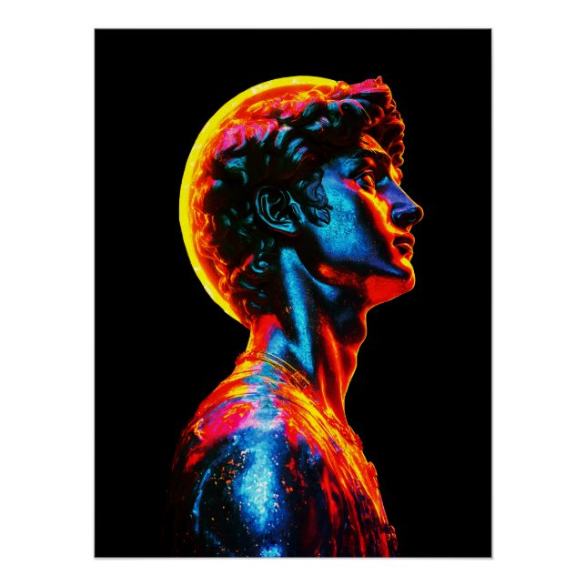 Neon David Statue  Poster (Vorderseite)