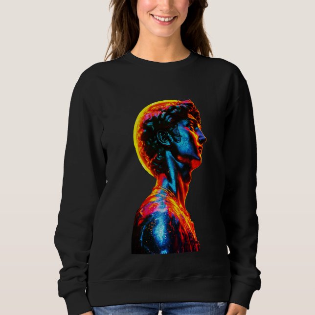 Neon-David-Statue Sweatshirt (Vorderseite)