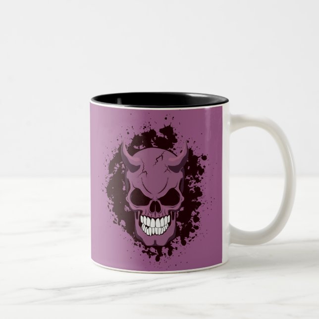 Neon Demon Skull Zweifarbige Tasse (Rechts)