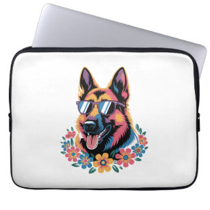 Neon Deutscher Schäferhund mit Sonnenbrille Laptopschutzhülle