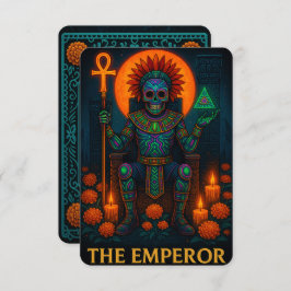 Neon Dia de los Muertos Emperor Tarot Card