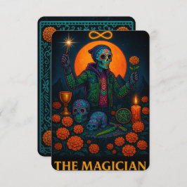 Neon Dia de los Muertos Magician Tarot Card