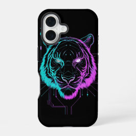 Neon-digitale Tiger-Kunst iPhone 16 Hülle