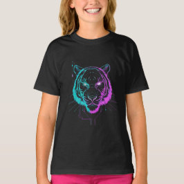 Neon-digitale Tiger-Kunst T-Shirt