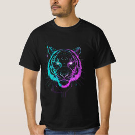 Neon-digitale Tiger-Kunst T-Shirt