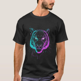Neon-digitale Tigerkunst T-Shirt
