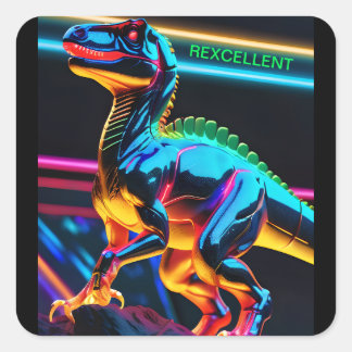 Neon/Diinosaur Square Stickers