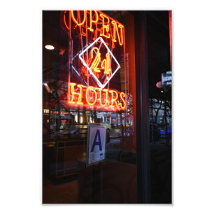 Neon Diner Sign New York City NYC rund um die Uhr  Fotodruck