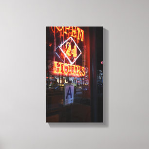 Neon Diner Sign New York City NYC rund um die Uhr  Leinwanddruck