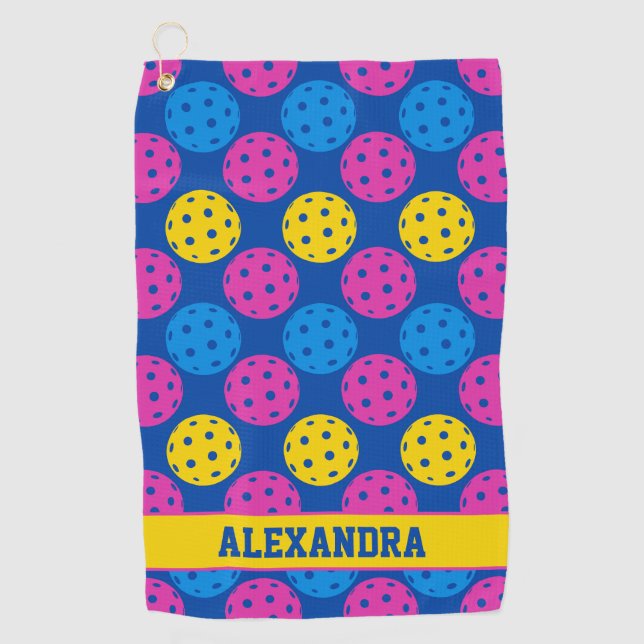 🏐 Neon Dink Dot Pouch Golfhandtuch (Vorderseite)