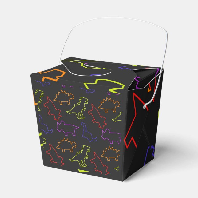 Neon Dinosaur Konturen Geschenkschachtel (Vorderseite)