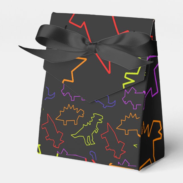 Neon Dinosaur Konturen Geschenkschachtel (Vorderseite)