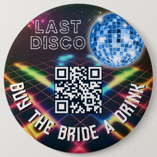 Neon Disco Junggesellinnenabschied Kauf der Braut Button