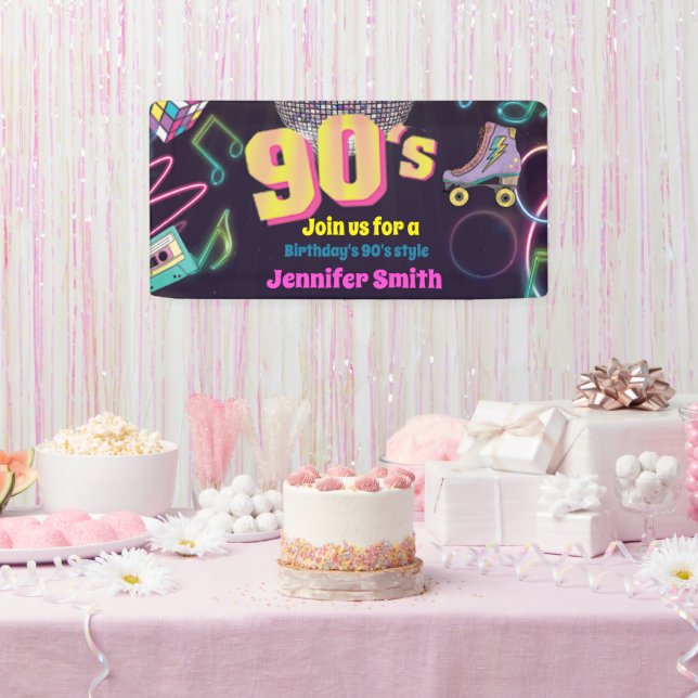 Neon Disco Vibes Retro Stytle der 90er Jahre Banner (Party)
