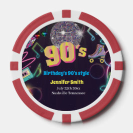 Neon Disco Vibes Retro Stytle der 90er Jahre Pokerchips
