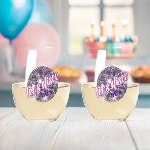 Neon Disco Vibes Retro Stytle der 90er Jahre Weinglas Ohne Stiel