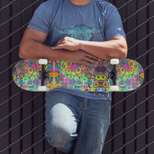 Neon Distressed Blase Print Skateboard