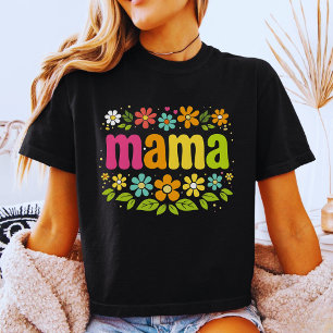 Neon-Distressed-Mama-Blumenmuster-Retro-Karohemd T-Shirt