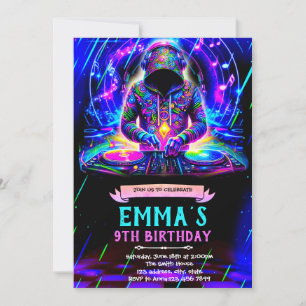Neon-DJ-Geburtstagsparty-Einladung Einladung