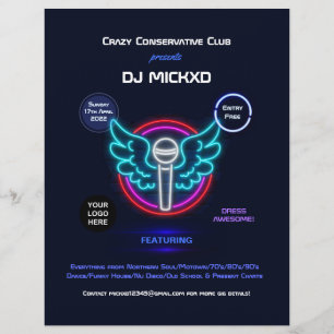 Neon DJ Music and Dance Gig Flyer
