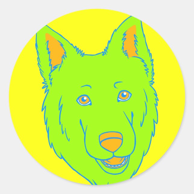 Neon Dog Runder Aufkleber (Vorderseite)