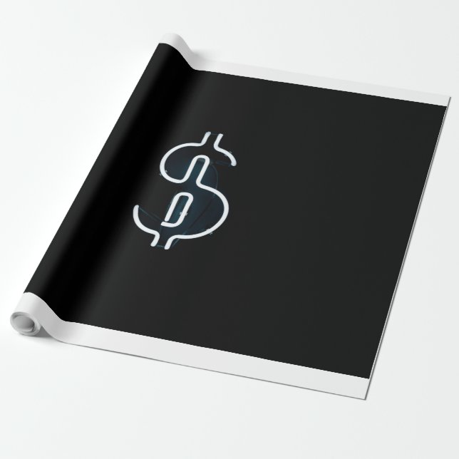 Neon-Dollar-Zeichen Geschenkpapier (Ungerollt)
