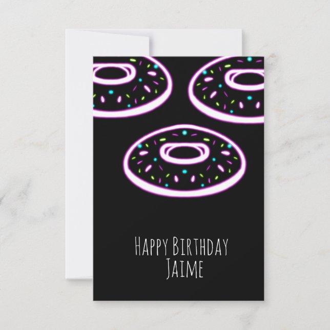 Neon Donuts Sprinkles Geburtstagsparty Black Karte (Vorderseite)