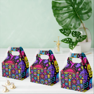 Neon Doodle Faces - Vibrant Street Art Pattern Geschenkschachtel