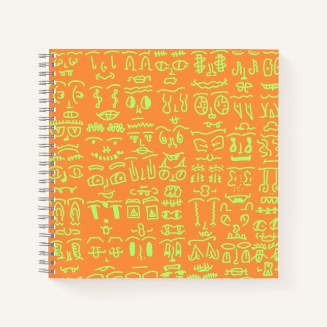 Neon Doodle Notebook – Vibrant Orange and Green Ha Notizbuch (Vorderseite)