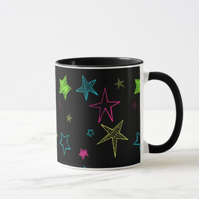 Neon Doodle Stars Tasse (Rechts)