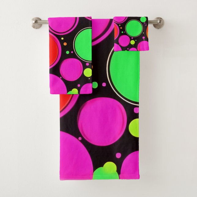 Neon Dot Party Badhandtuch Set (Insitu)