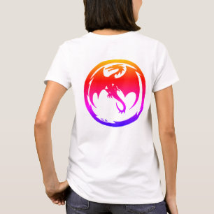 Neon-Drache Damen weißes T-Shirt Rücken