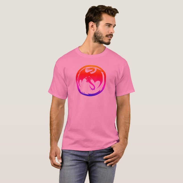 Neon-Drache Herren rosa T-Shirt (Vorne ganz)