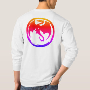 Neon-Drache Herren weißes Langarmshirt Rücken T-Shirt