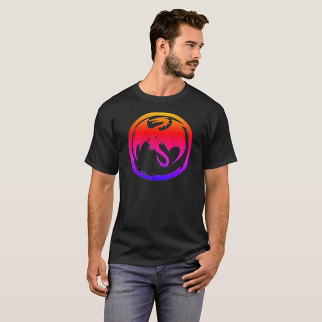 Neon-Drache Männer schwarzes T-Shirt (Vorne ganz)